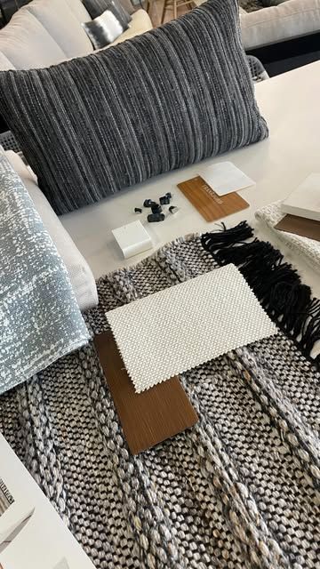Design board with fabric, rug and finish samples